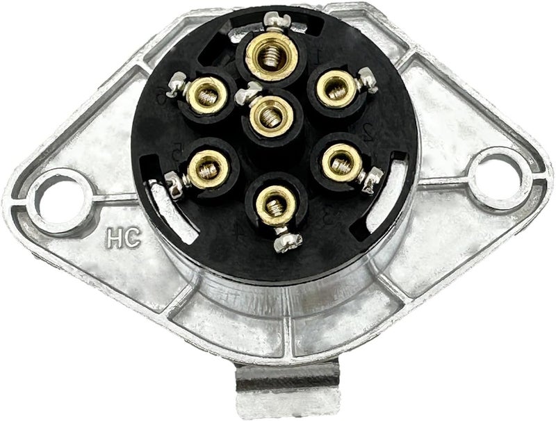 MIOKCALE Store Heavy Duty 7 Pin Round Trailer Electrical Connector- 7 Pin Trailer Plug - Semi Trailer Plug SAE J560 Style Semi Truck Trailer Wiring Harness - Image 3